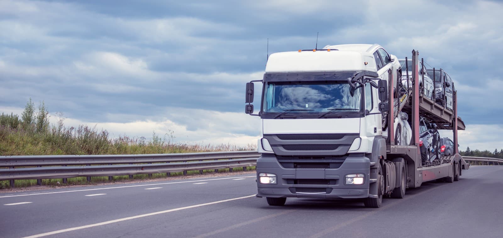 A car transporter lorry on a motorway
